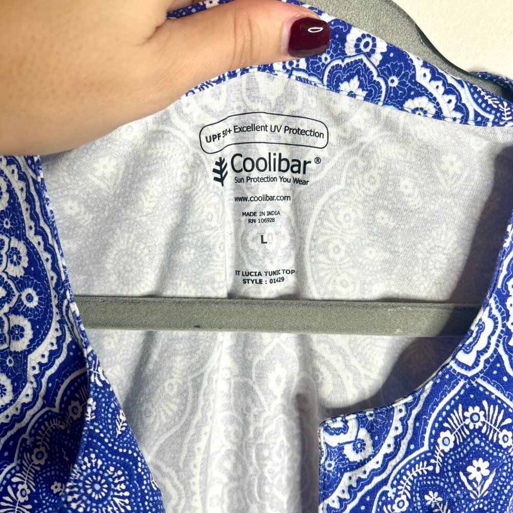 Coolibar St. Lucia Tunic Top Cobalt Blue 50+ UV Protection Beach Resortwear L - Picture 2 of 4